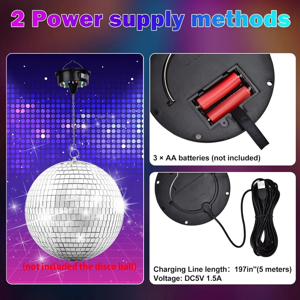 Better Quality Rotating Disco Ball Motor Lights with Remote,18 LEDs for 12 16 20 24inch Mirror Ball Rotator(NotIncludedBall)
