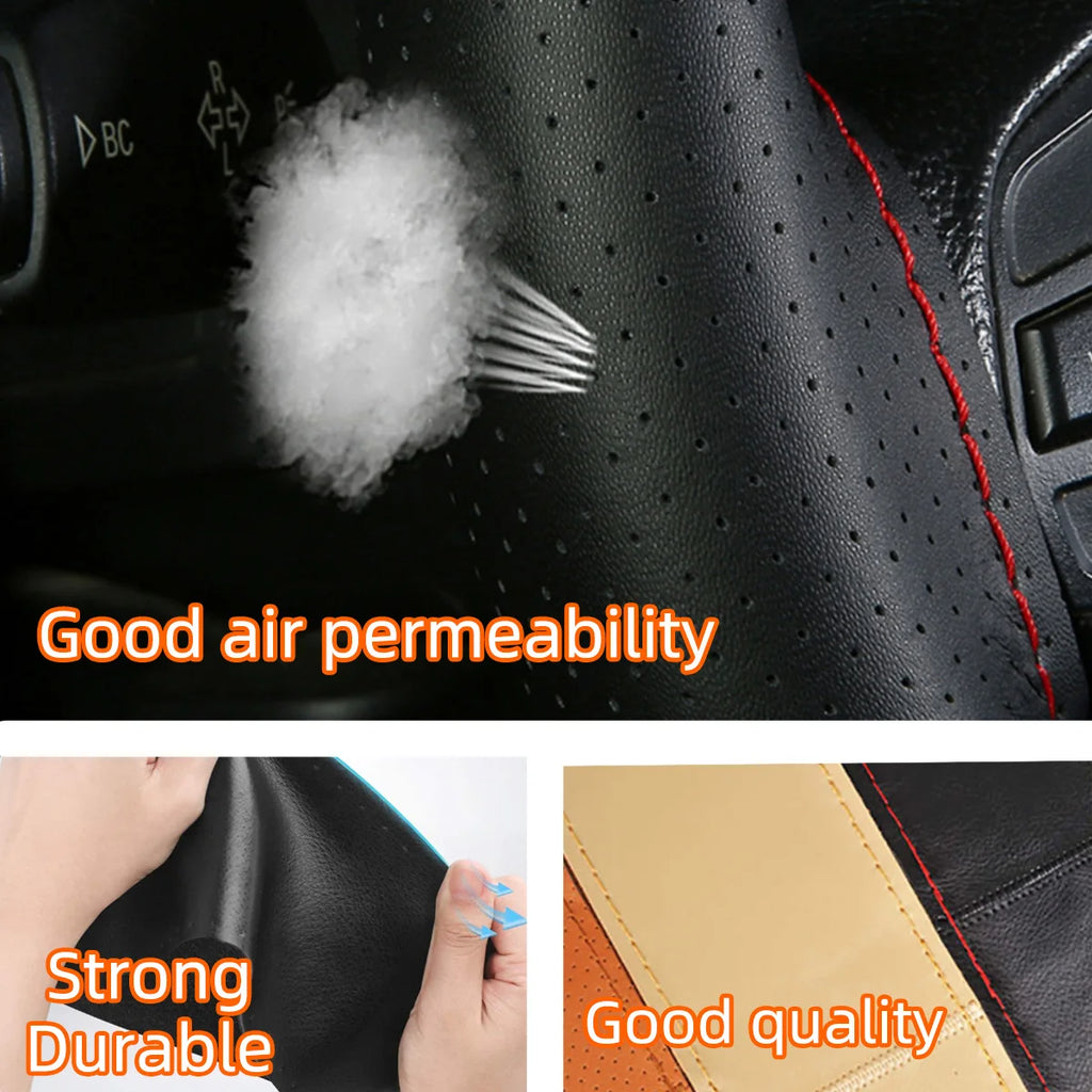 Universal Leather Car Steering Wheel Steering Wheel Cover Anti-Slip Comfort