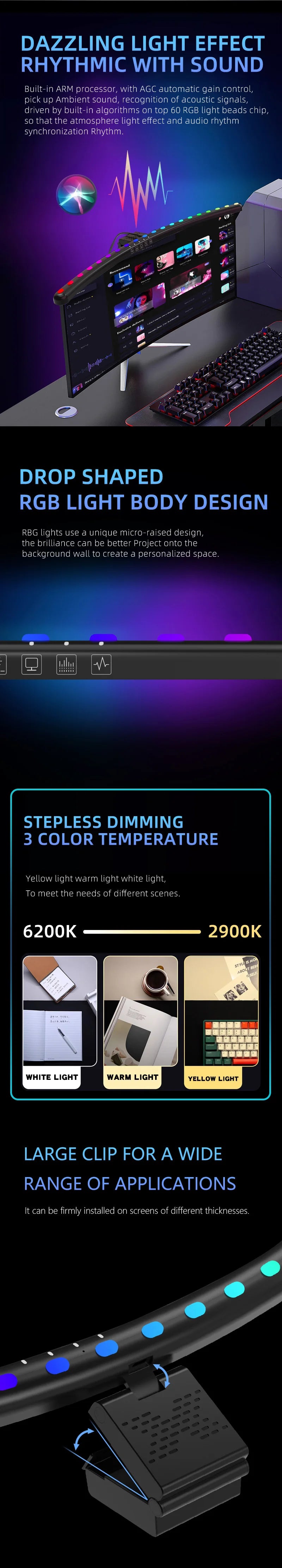 Computer Monitor Light Bar RGB LED Computer Monitor Light Bar Desk Lamp