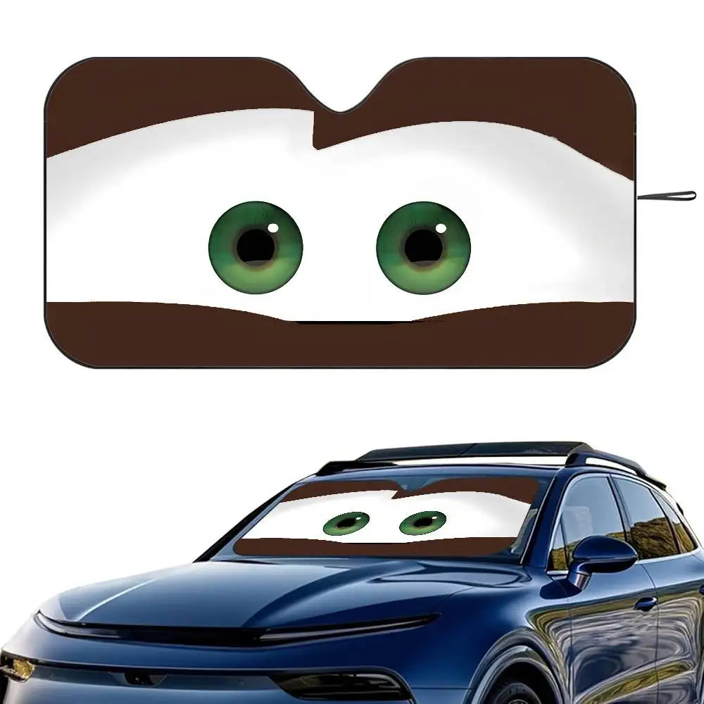 Cartoon Car With Cute Eyes Car Sun Shade UV Protector