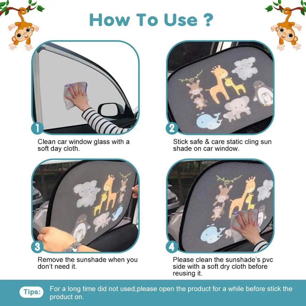 Car SunShade Side Window Cartoon Car Sun Shade UV Protector