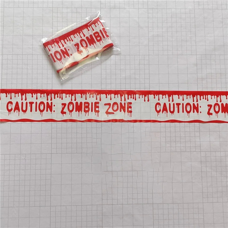 Halloween Decoration Crime Scene Tape Scary Caution Roll Hazard Indoor Outdoor Spooky