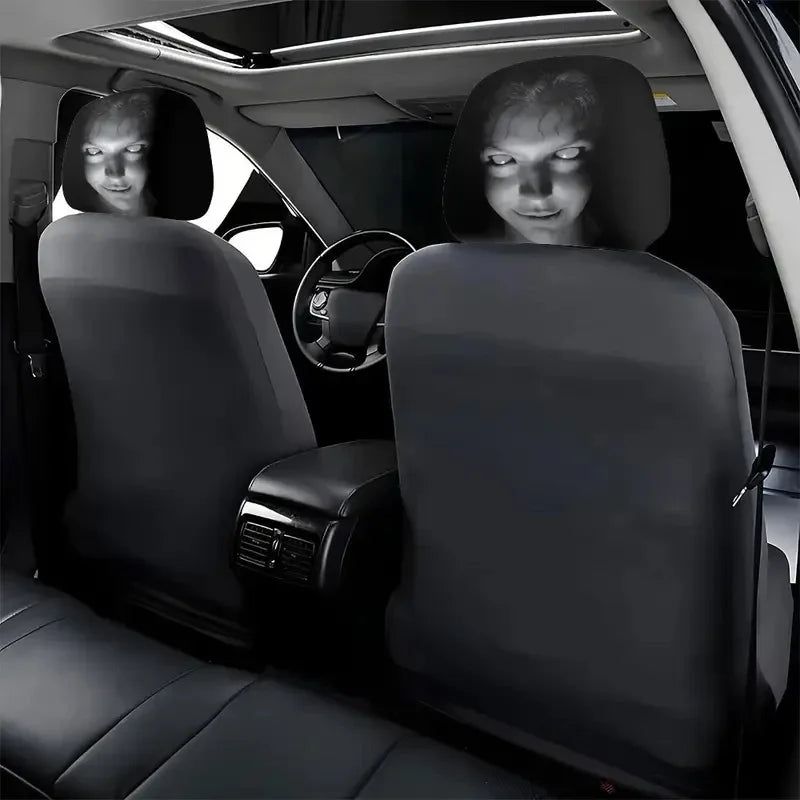 2Pcs Halloween Horror Face Printing Car Headrest Covers Universal Elastic Car Seat