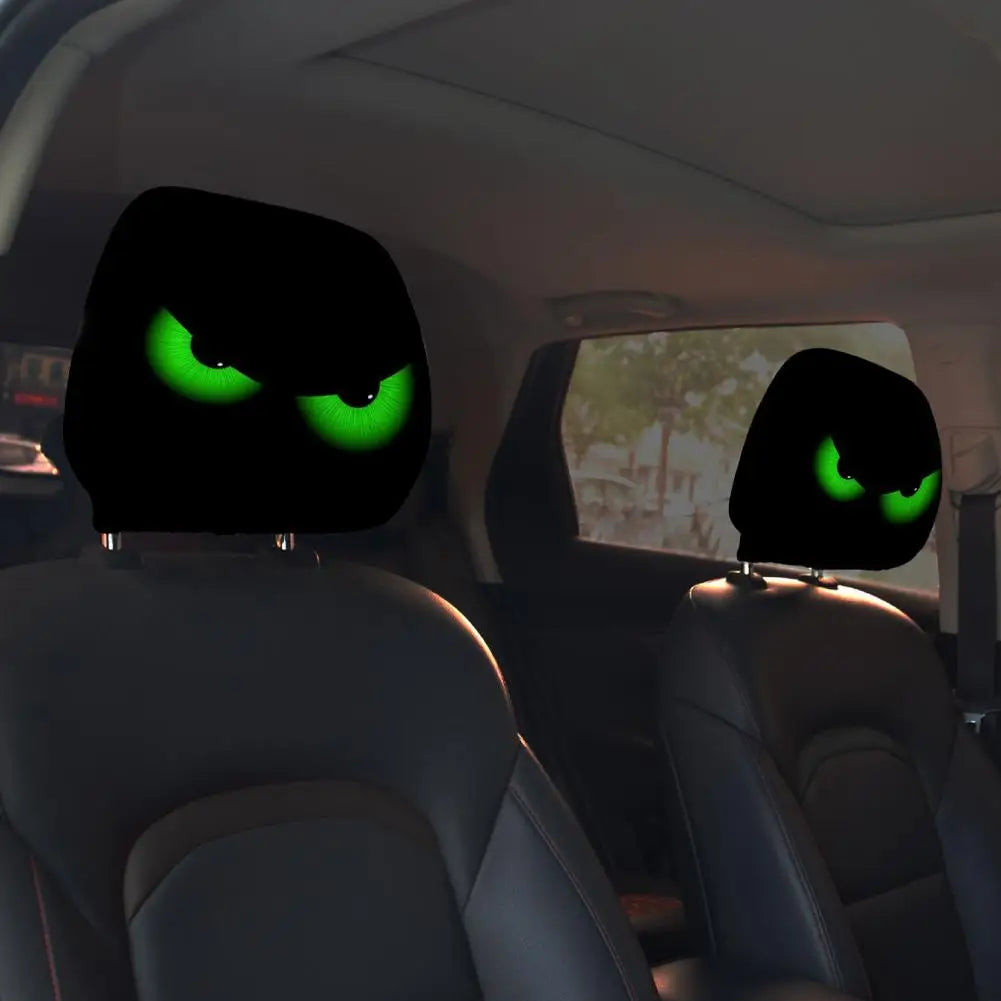 2X Funny Car Headrest Covers, Cartoon Eyes Car Seat Head Rest Protector Auto Front Seat Rest Decoration
