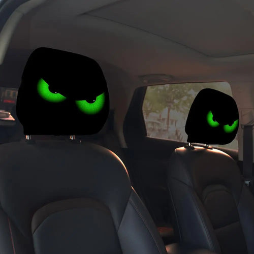 2X Funny Car Headrest Covers, Cartoon Eyes Car Seat Head Rest Protector Auto Front Seat Rest Decoration