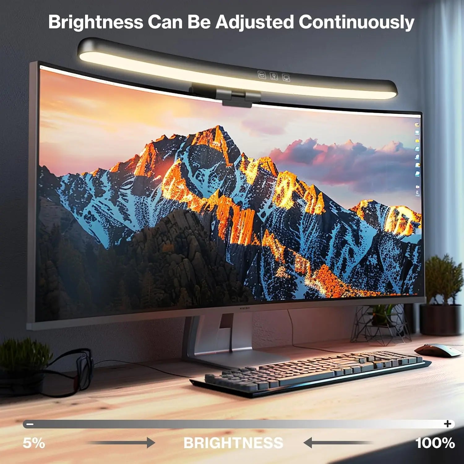 Curved Monitor Light Bar, Stepless LED Computer Monitor Light Bar Desk Lamp