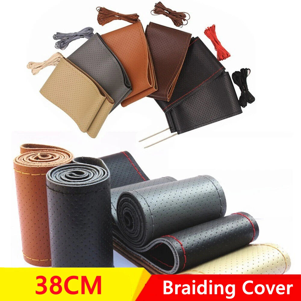 Steering Wheel Cover DIY Leather Steering Wheel Cover Anti-Slip Comfort