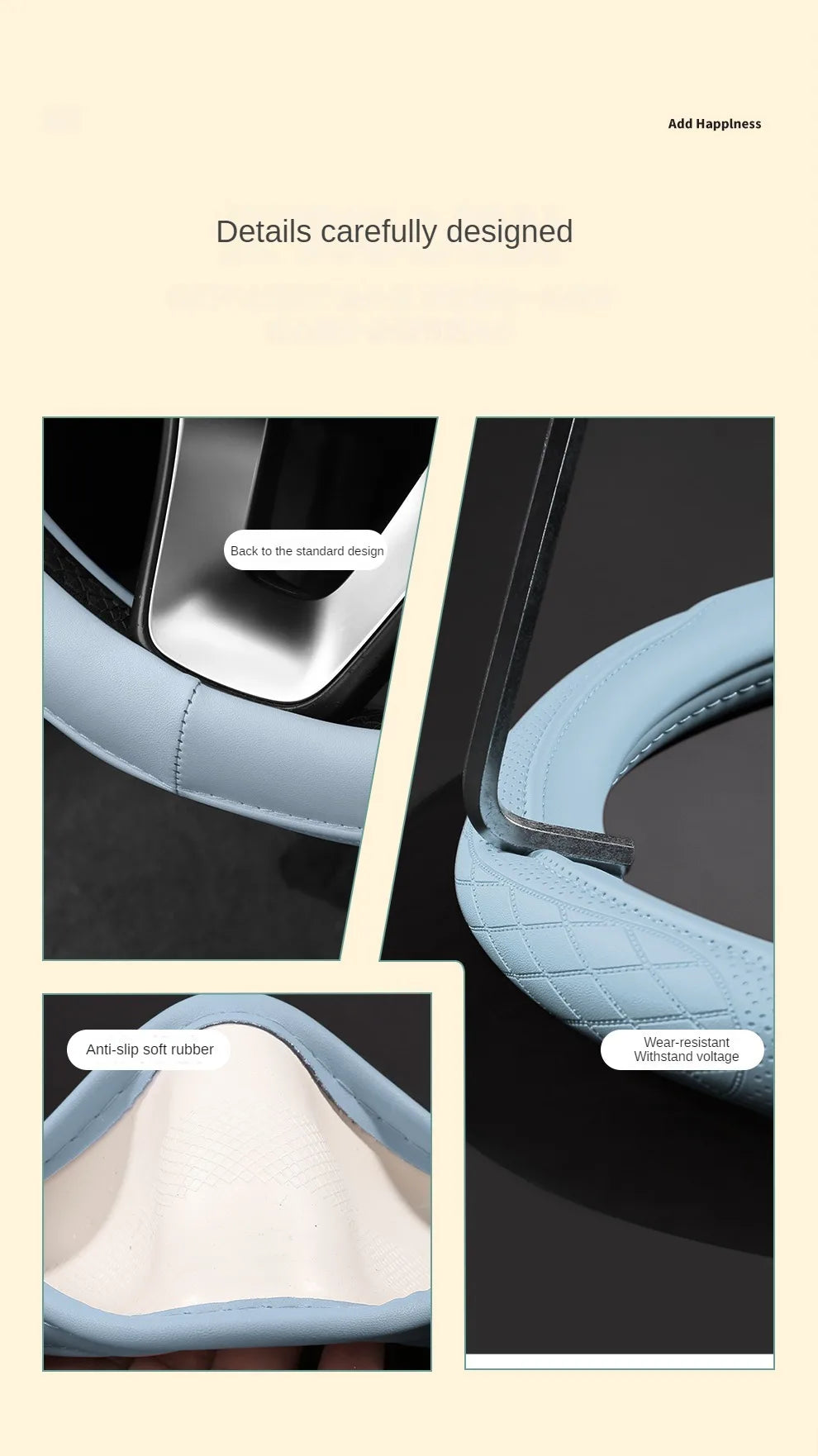 Steering Wheel Cover, Non-slip Napa Steering Wheel Cover Anti-Slip Comfort