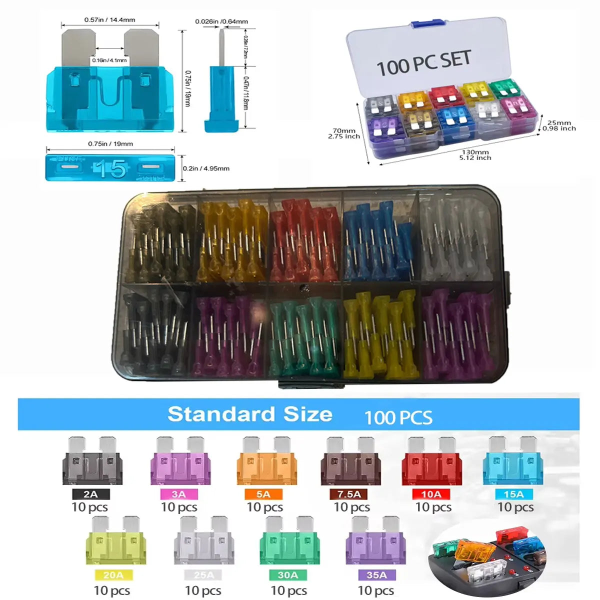 Standard Car Fuses RH100 2A Premium Quality Replacement Accessory