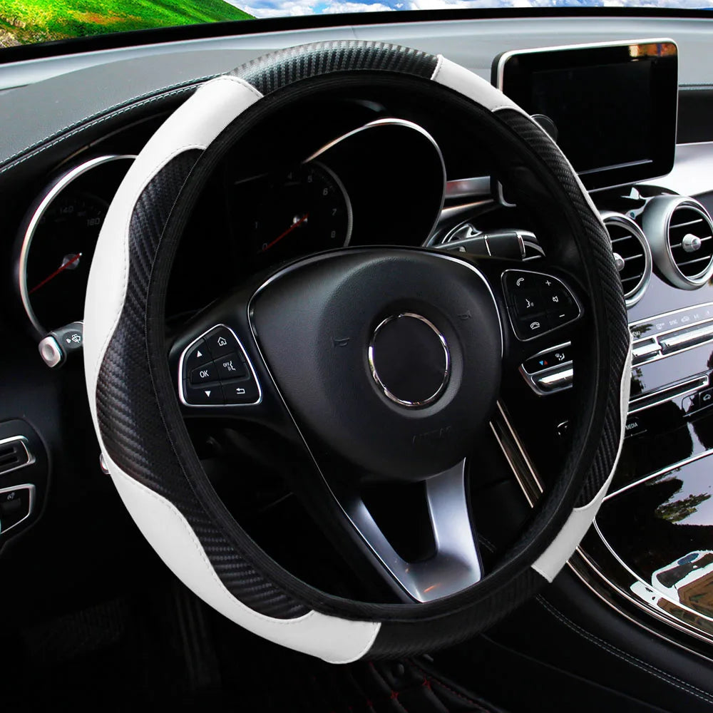 Steering Wheel Cover Carbon Fiber Steering Wheel Cover Anti-Slip Comfort