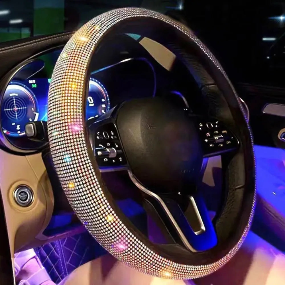 Crystal Steering Wheel Cover Bling Steering Wheel Cover Anti-Slip Comfort