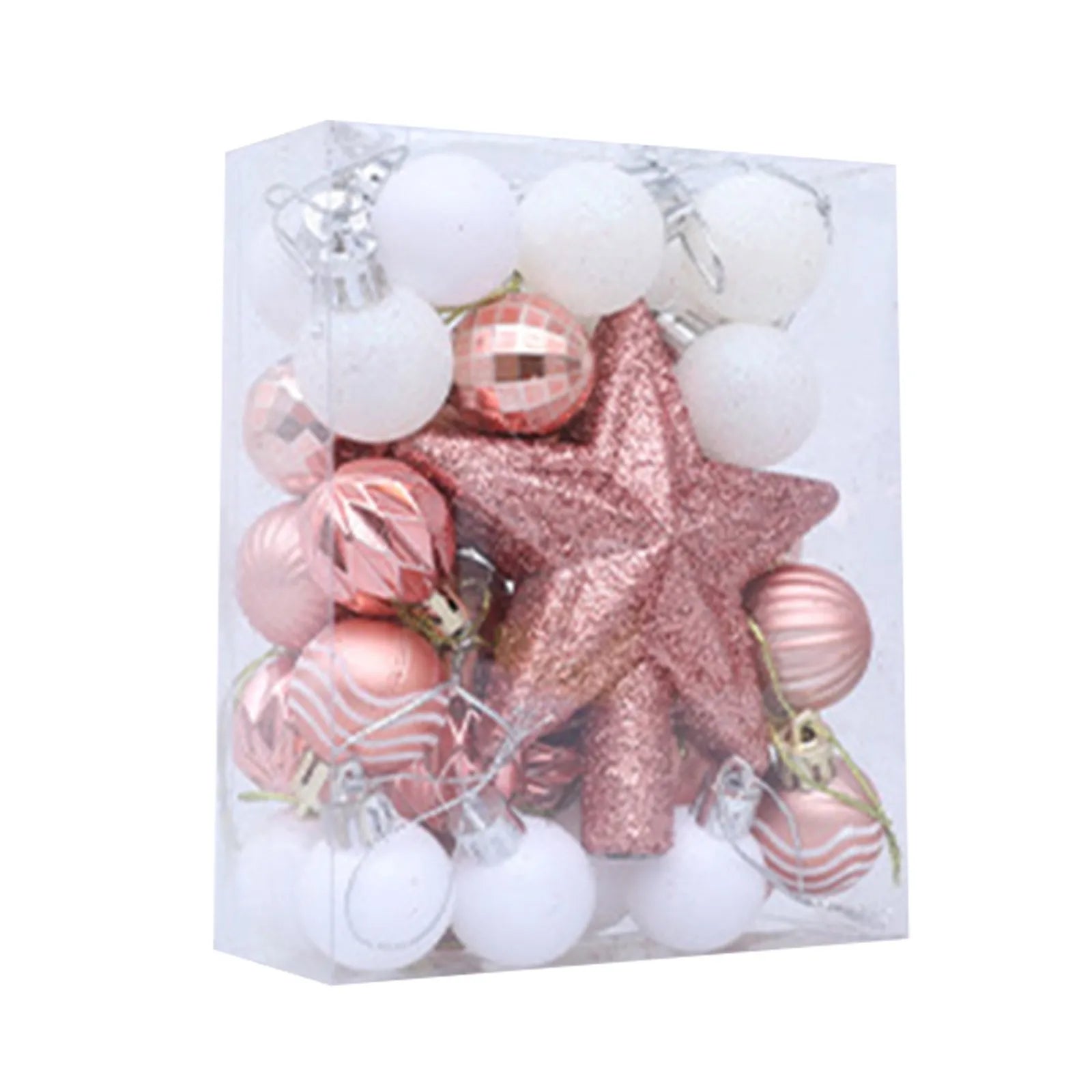 Christmas Ball Ornament Set Multi-Color Glitter Star Design Festive Holiday Christmas Tree Decoration Accessory Variety Pack
