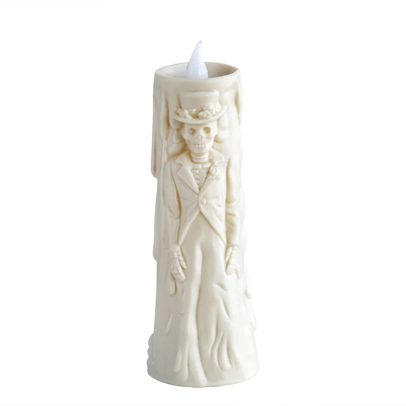 Halloween skull lights, LED glowing candles, spooky decorations, decorative props, ghost bride and groom, couple lamp ornaments
