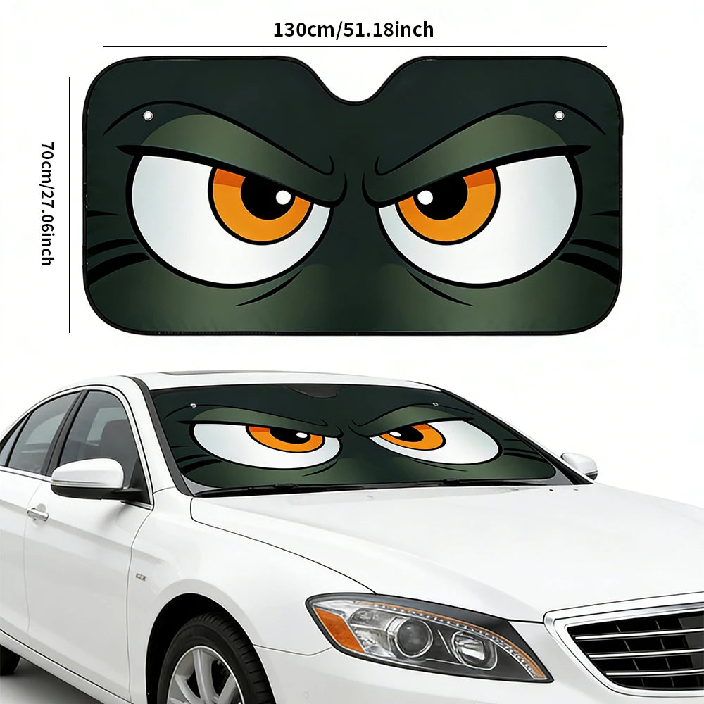 Cartoon Angry Eyes Car Windshield Car Sun Shade UV Protector