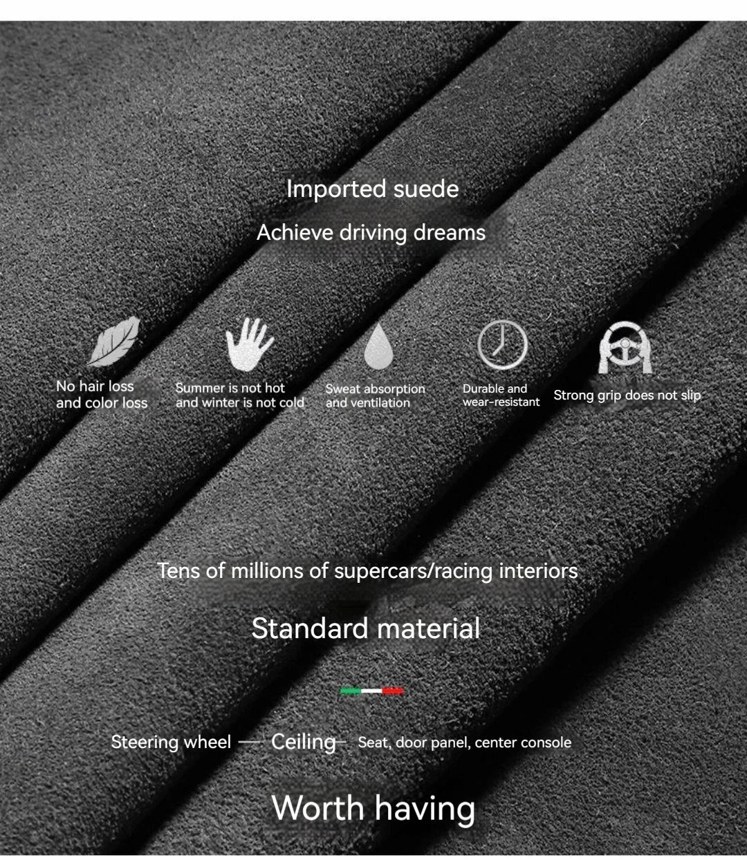 Suede Steering Wheel Cover for Steering Wheel Cover Anti-Slip Comfort