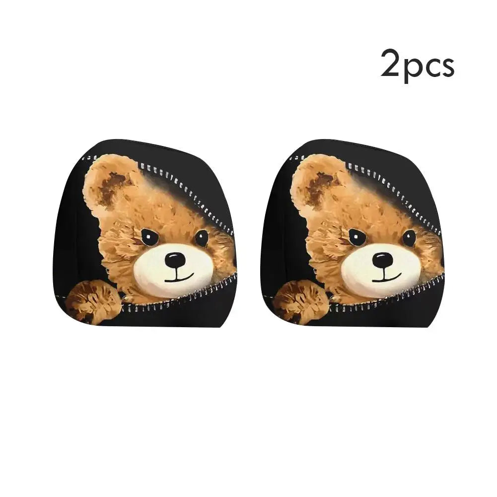 Bear Car Headrest Covers Universal Premium Quality Replacement Accessory