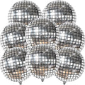 22 Inch 4D Silver Disco Ball Balloons, 8Pcs Metallic Sphere Disco Balloons for Disco Party Decorations, 70s 80s Party Decoration