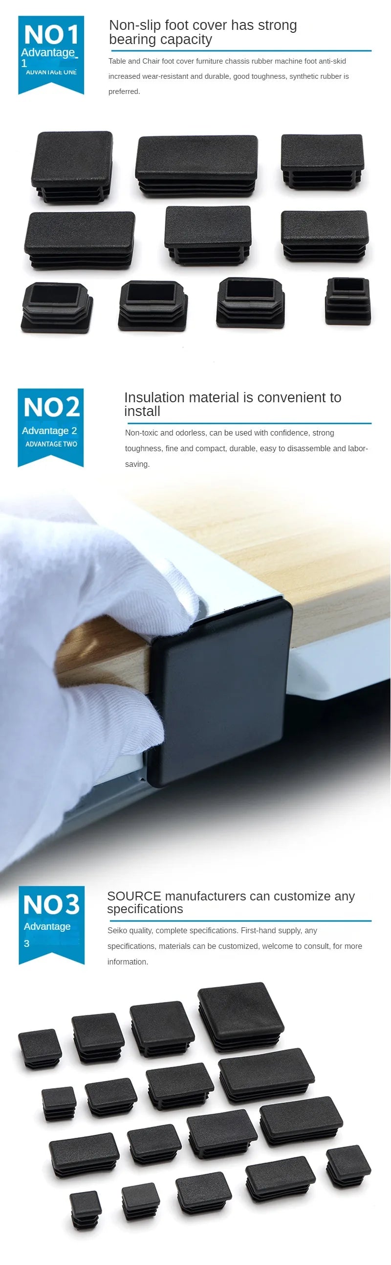 Black Square Oblong Plastic Pipe Premium Quality Replacement Accessory